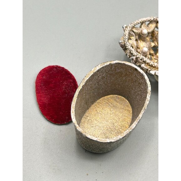 Vintage Florenza Small Enameled Trinket Box Basket of Flowers Rhinestones Pearls - Picture 9 of 14